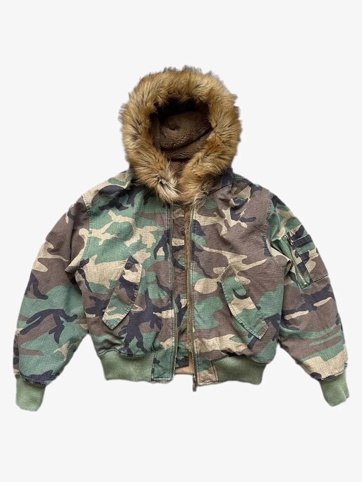 Camouflage Fur Collar Reversible Cotton Jacket - 2499 sold by Thesupermade