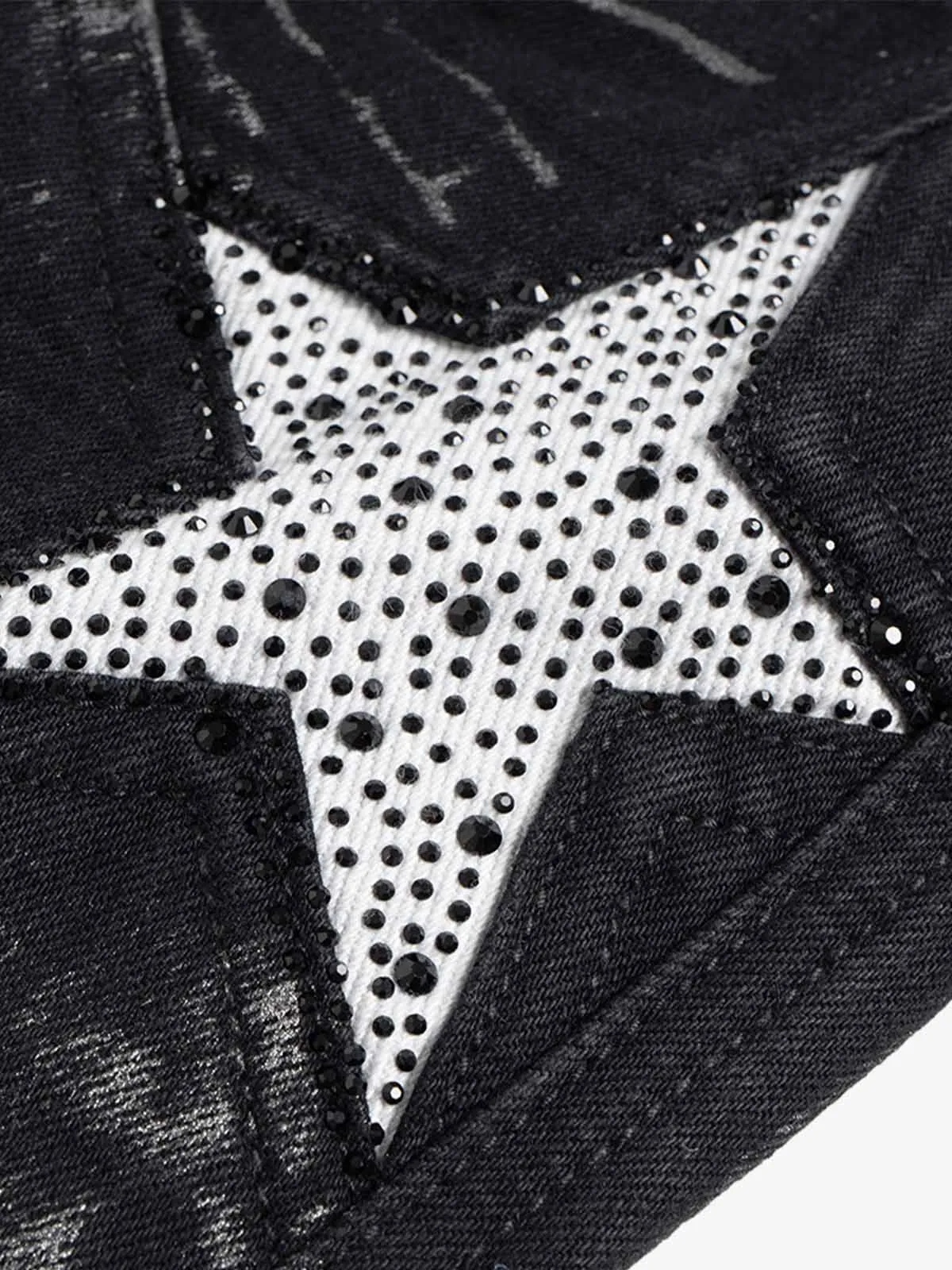 Heavily Washed Star Diamond Flared Jeans sold by Thesupermade product image thumbnail 3