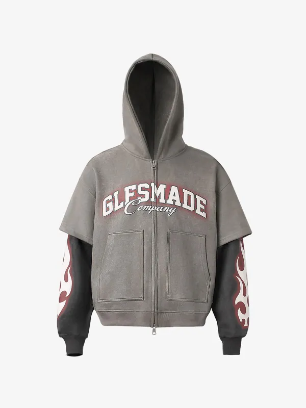 Suede Large Pocket Faux Two-Piece Zipper Short Jacket sold by Thesupermade