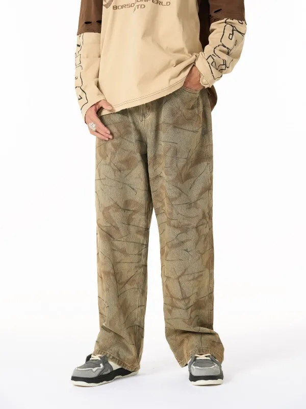 Vintage Washed Distressed Copper-Dyed Jeans sold by Thesupermade