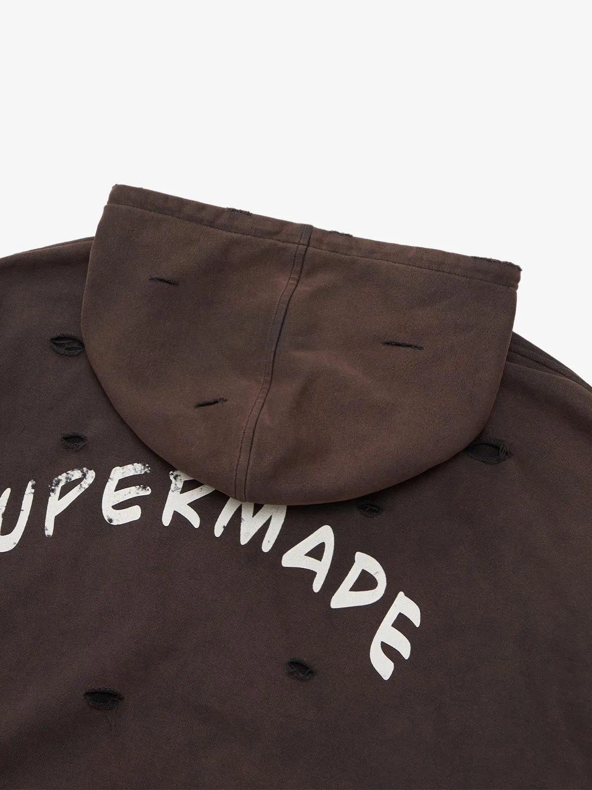 Original Supermade Letter Distressed Ripped Cotton Hoodie sold by Thesupermade product image thumbnail 4