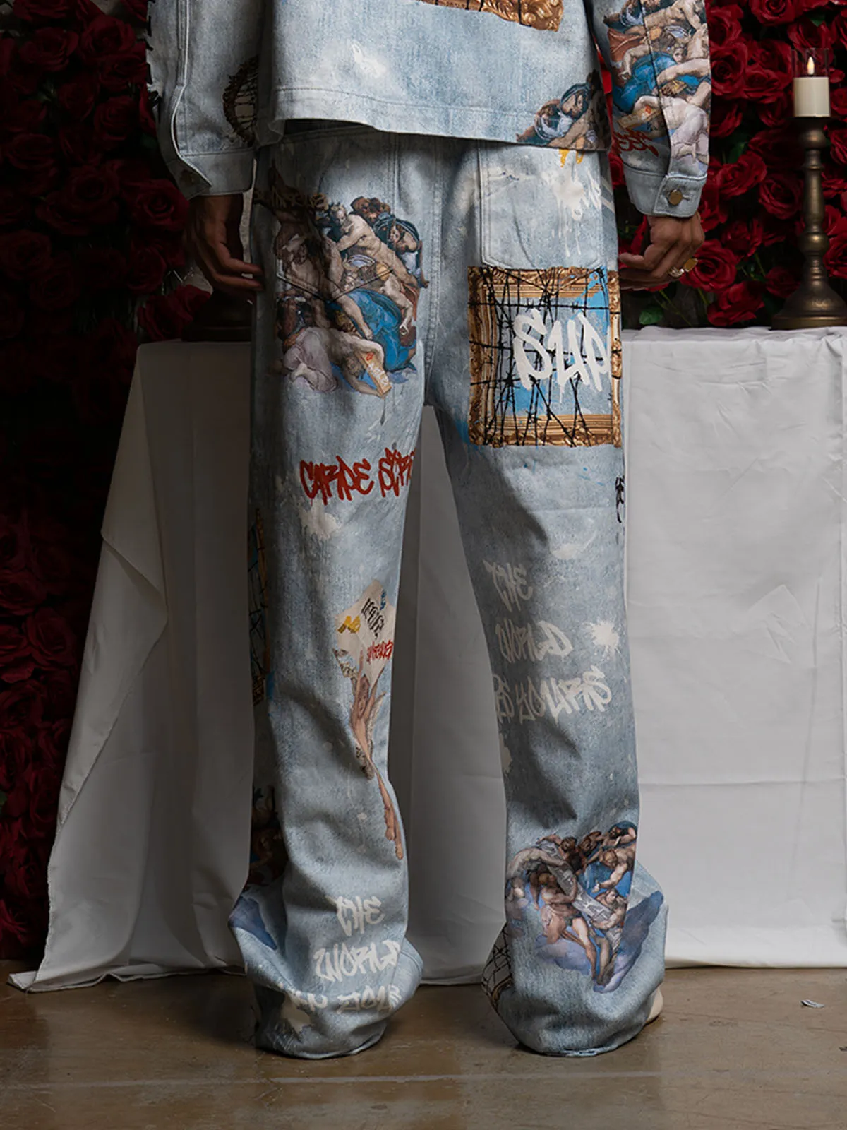 Retro Artistic Graffiti Angelic Prints Baggy Jeans sold by Thesupermade product image thumbnail 4