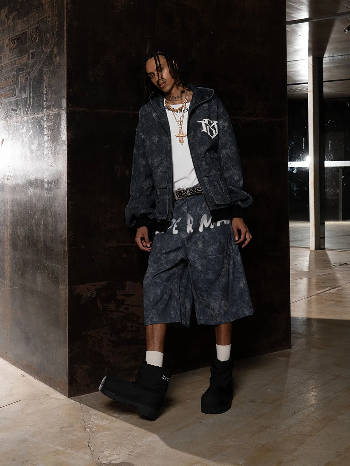 Original Oversized Denim Hoodie And Shorts Set - 2583 sold by Thesupermade product image thumbnail 3