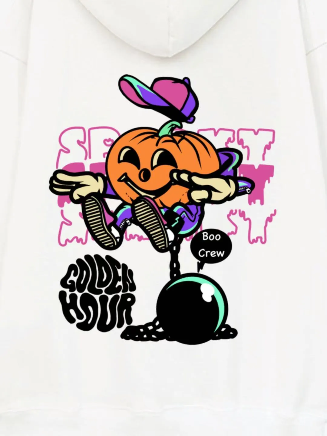 Spooky Halloween Pumpkin Design Cotton Hoodie sold by Thesupermade product image thumbnail 5