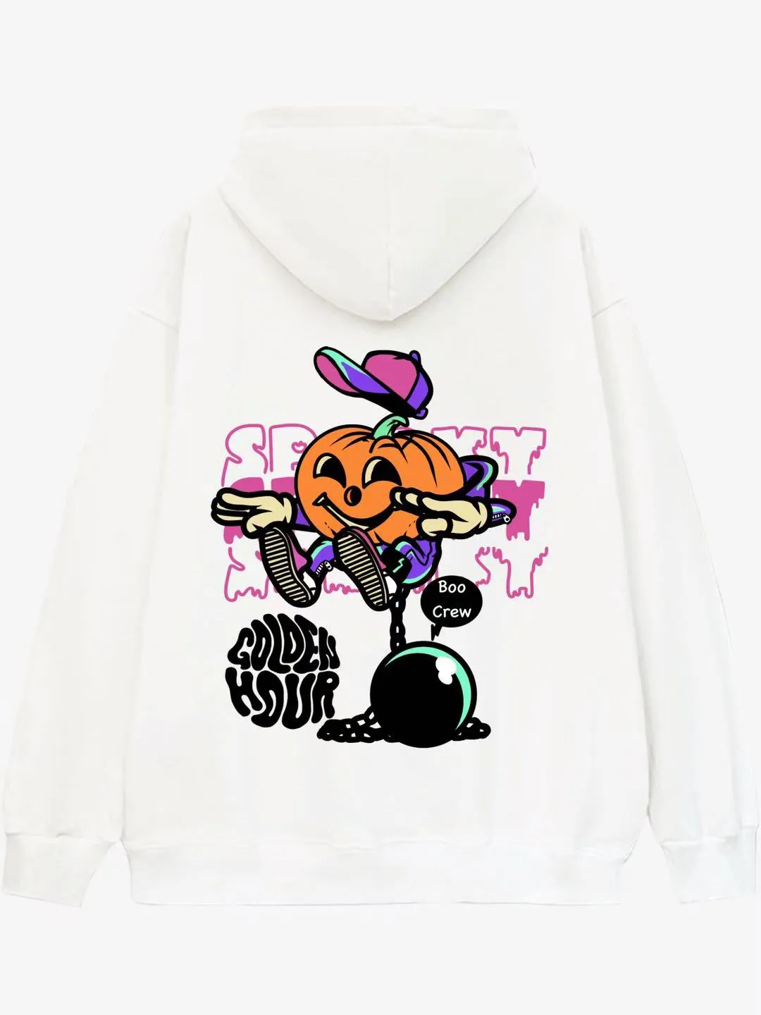 Spooky Halloween Pumpkin Design Cotton Hoodie sold by Thesupermade product image thumbnail 2