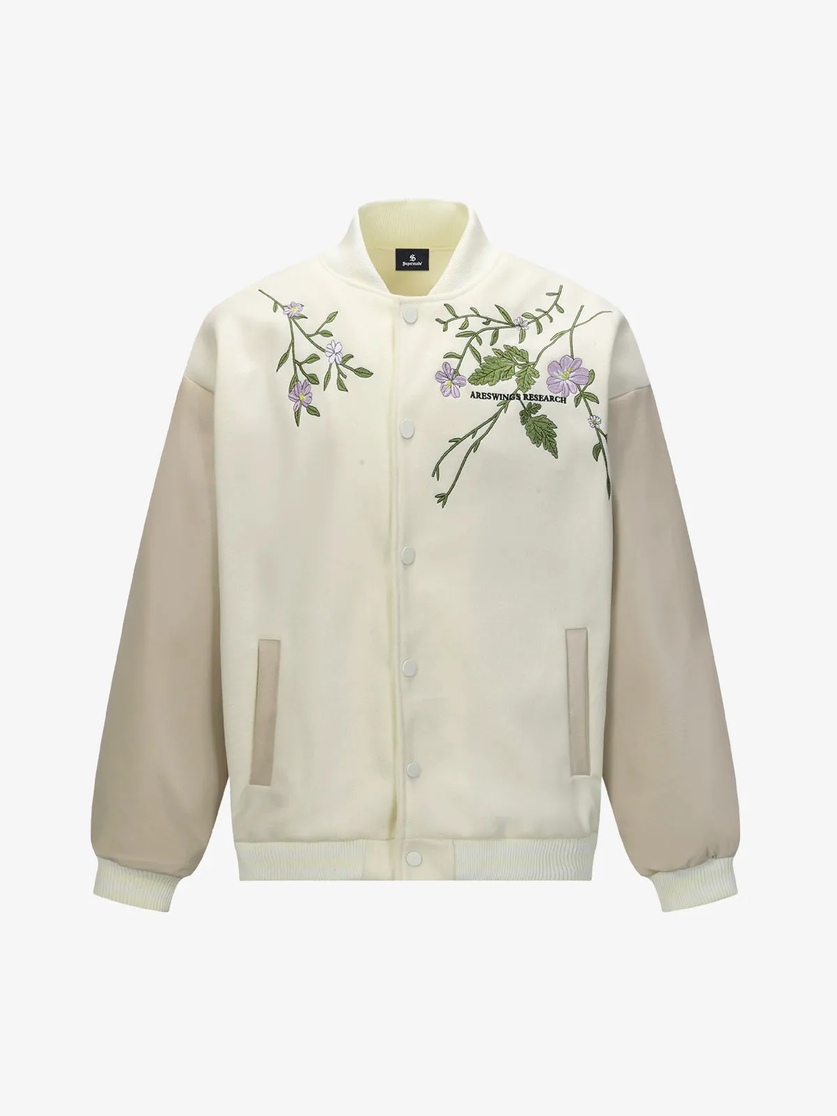Retro Floral Embroidery Baseball Jacket sold by Thesupermade product image thumbnail 2