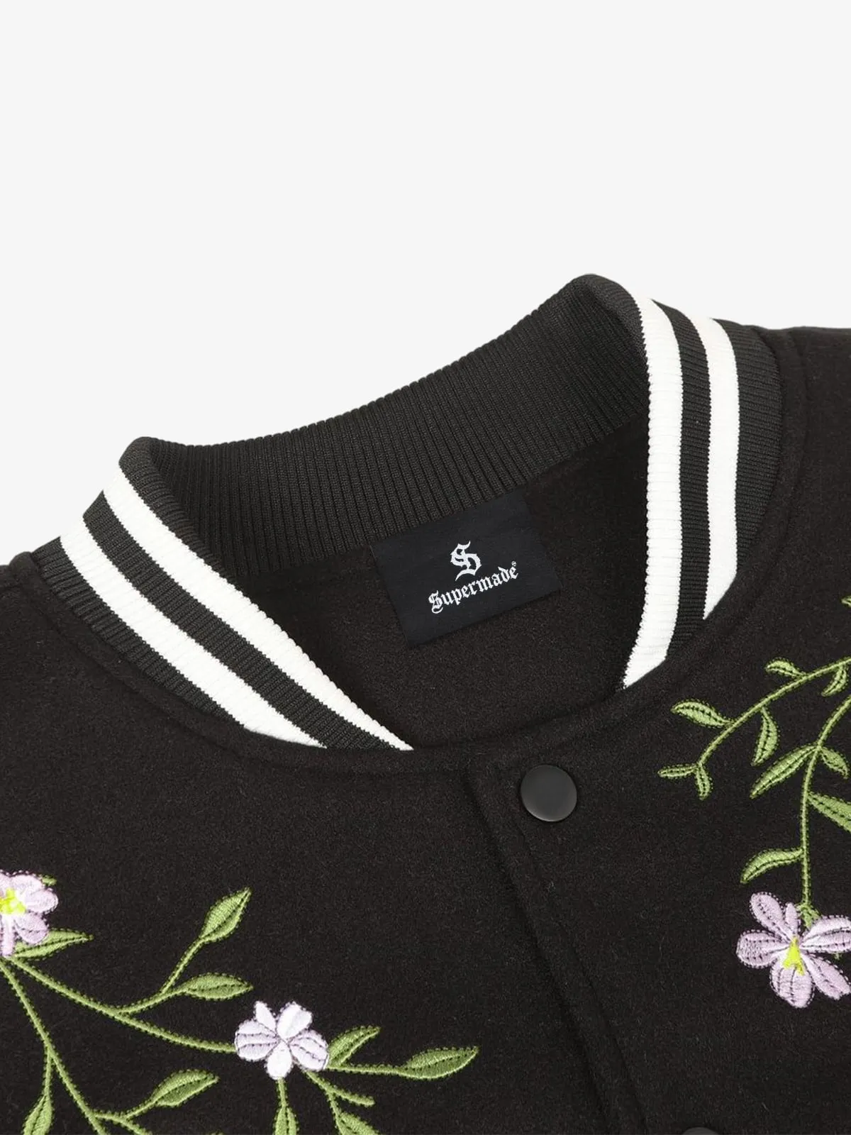 Retro Floral Embroidery Baseball Jacket sold by Thesupermade product image thumbnail 5