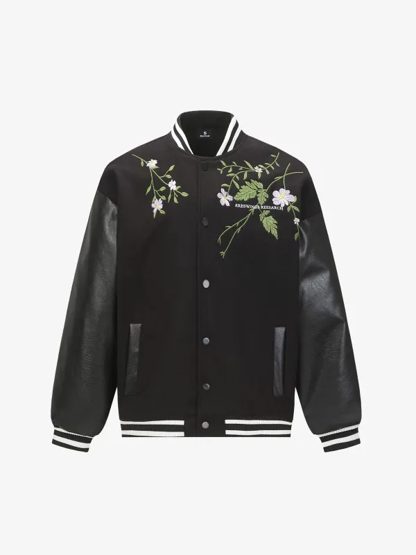 Retro Floral Embroidery Baseball Jacket sold by Thesupermade