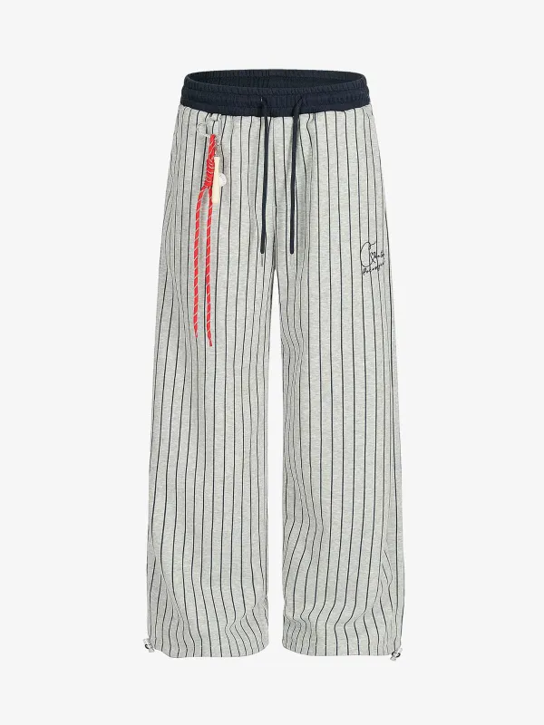 Street Retro Striped Rope Accent Baggy Pants sold by Thesupermade