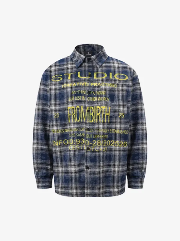 Yellow Plaid Letter Print Shirt sold by Thesupermade