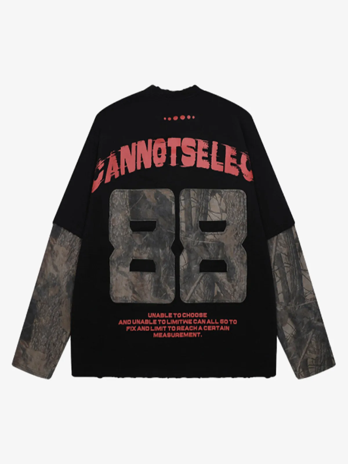 Distressed Camouflage Layered Look Long Sleeve T-Shirt sold by Thesupermade product image thumbnail 2