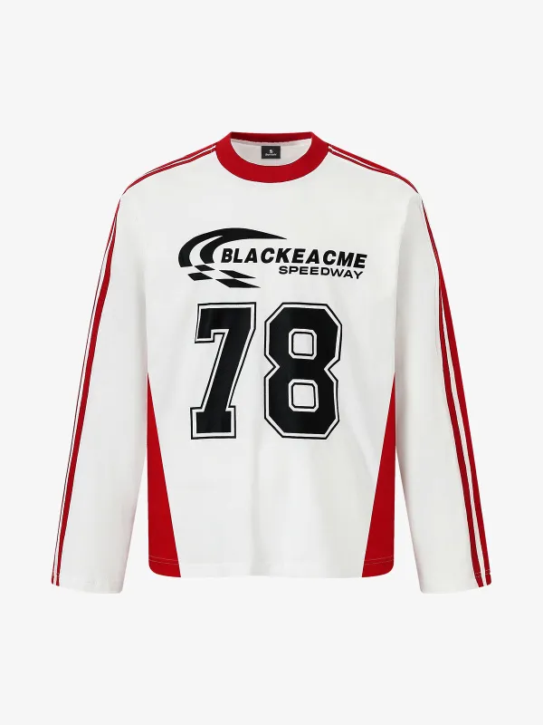 Jersey Digital Print Colorblock Long-Sleeved T-Shirt sold by Thesupermade