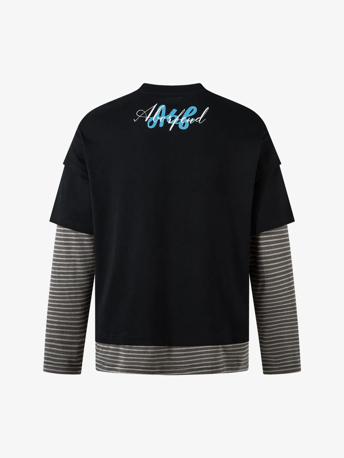 Art Letter Print Stripe Layered Long Sleeve T-Shirt sold by Thesupermade product image thumbnail 3