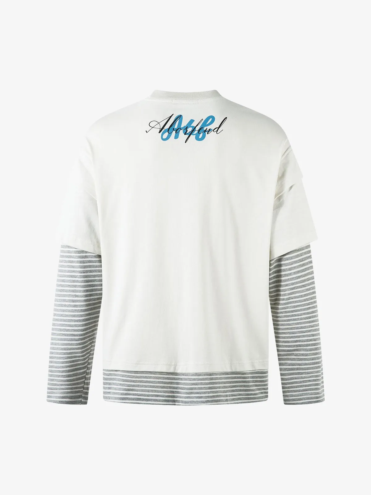 Art Letter Print Stripe Layered Long Sleeve T-Shirt sold by Thesupermade product image thumbnail 4