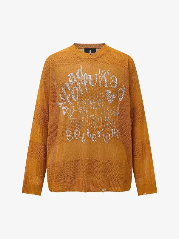 Vintage Hollow Ripped Knit Sweater sold by Thesupermade