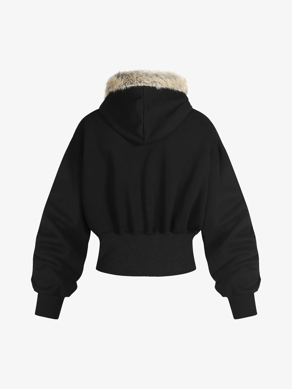 Diamend Letter Fur Collar High Waist Hooded Jacket sold by Thesupermade product image thumbnail 2