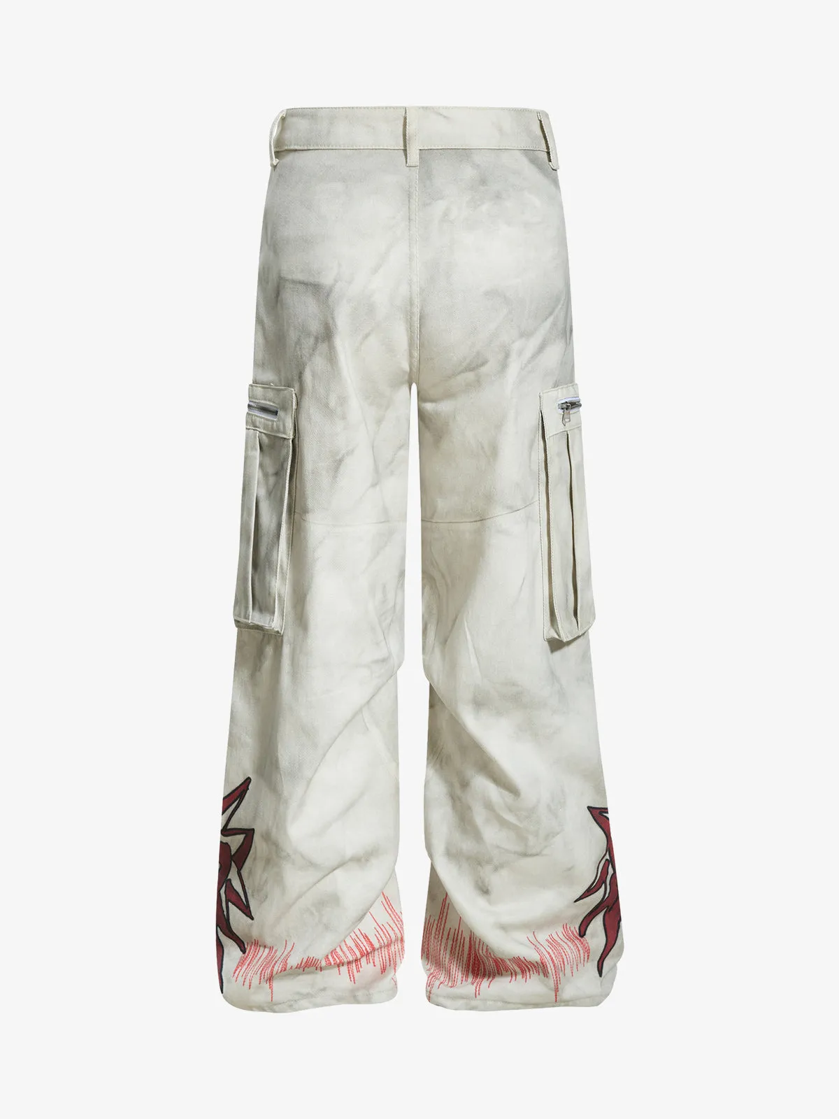 Vintage Dirty-Dyed Washed Wide-Leg Cargo Pants sold by Thesupermade product image thumbnail 2
