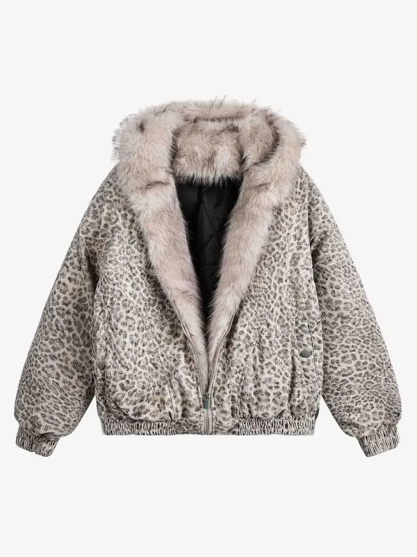 Cotton Cheetah Print Mink Fur Hooded Jacket - 2270 sold by Thesupermade