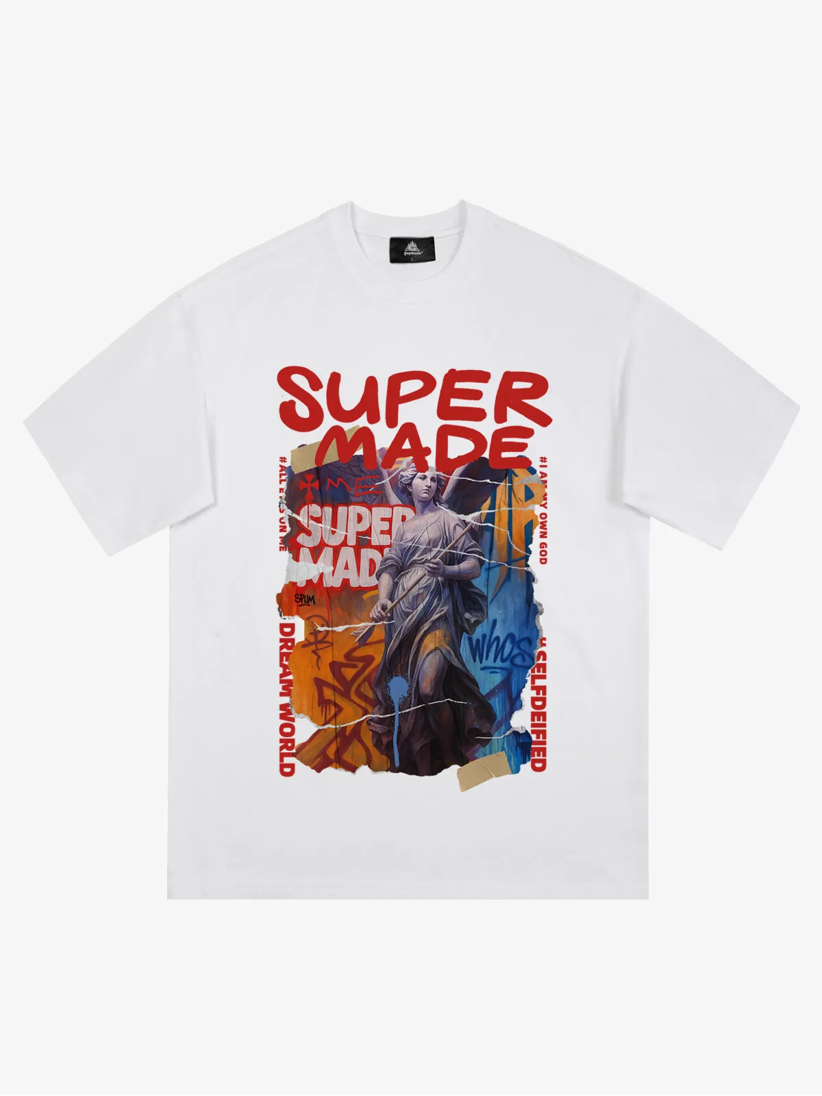 Cotton Blend SUPERMADE Sculpture Sraffiti Sticker Pattern T-Shirt sold by Thesupermade product image thumbnail 3