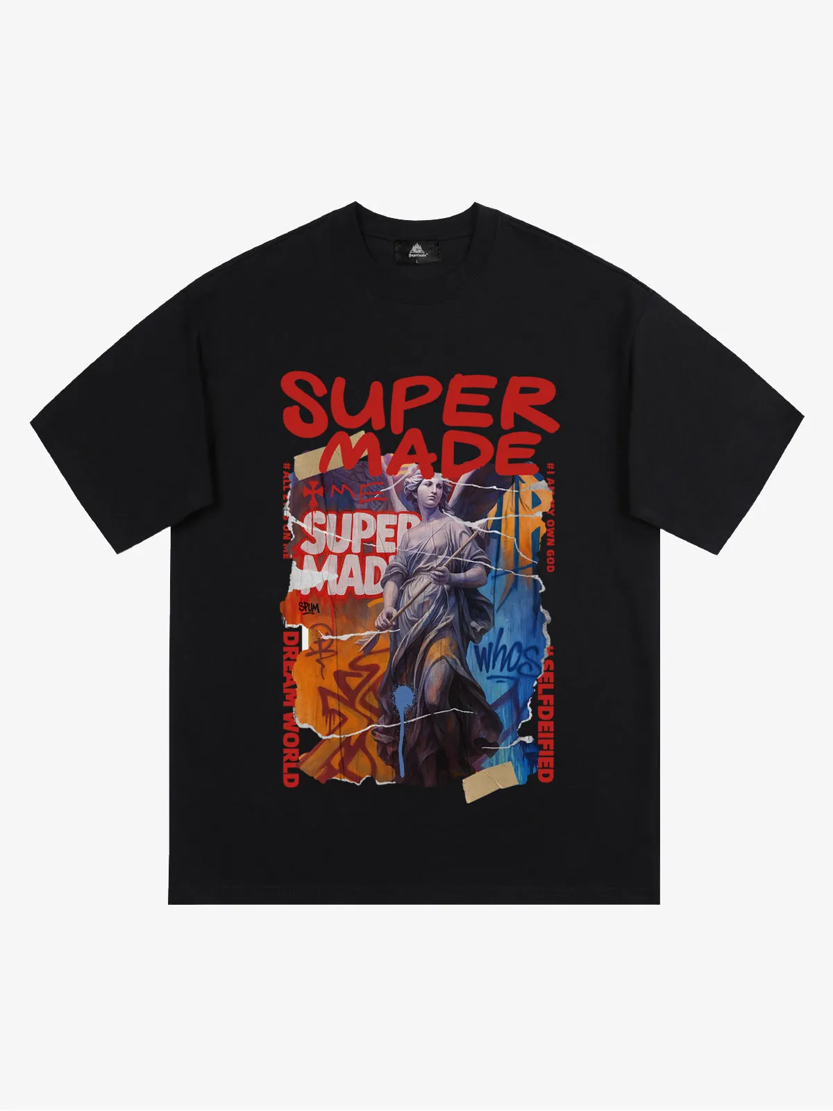 Cotton Blend SUPERMADE Sculpture Sraffiti Sticker Pattern T-Shirt sold by Thesupermade product image thumbnail 5