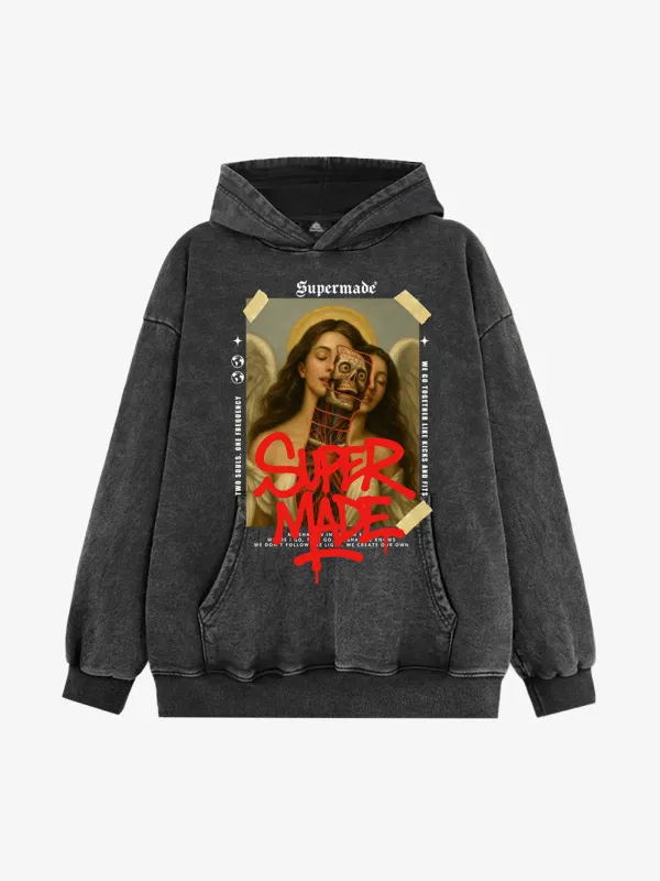 Fleece Street Skull Angel Pattern Hoodie sold by Thesupermade