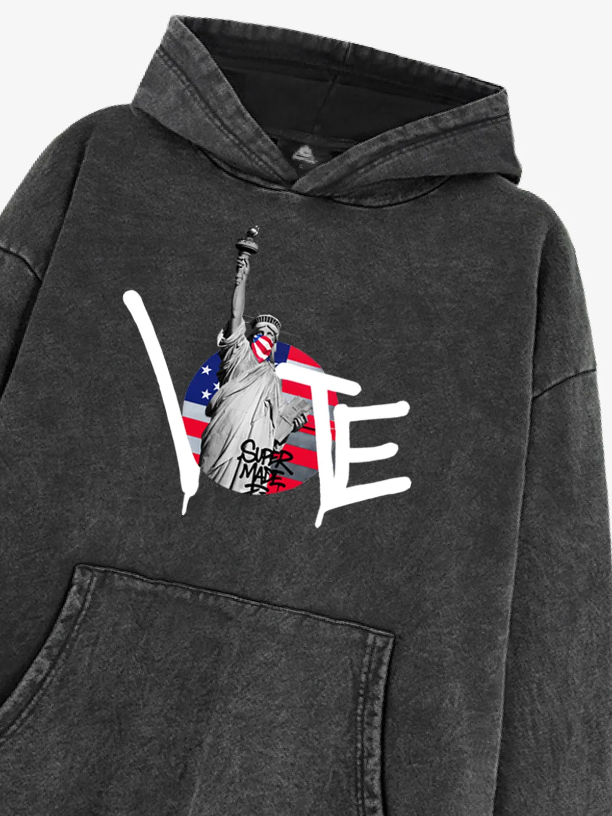 Fleece Vintage Distressed Statue Of Liberty Hooded Sweatshirt sold by Thesupermade product image thumbnail 4