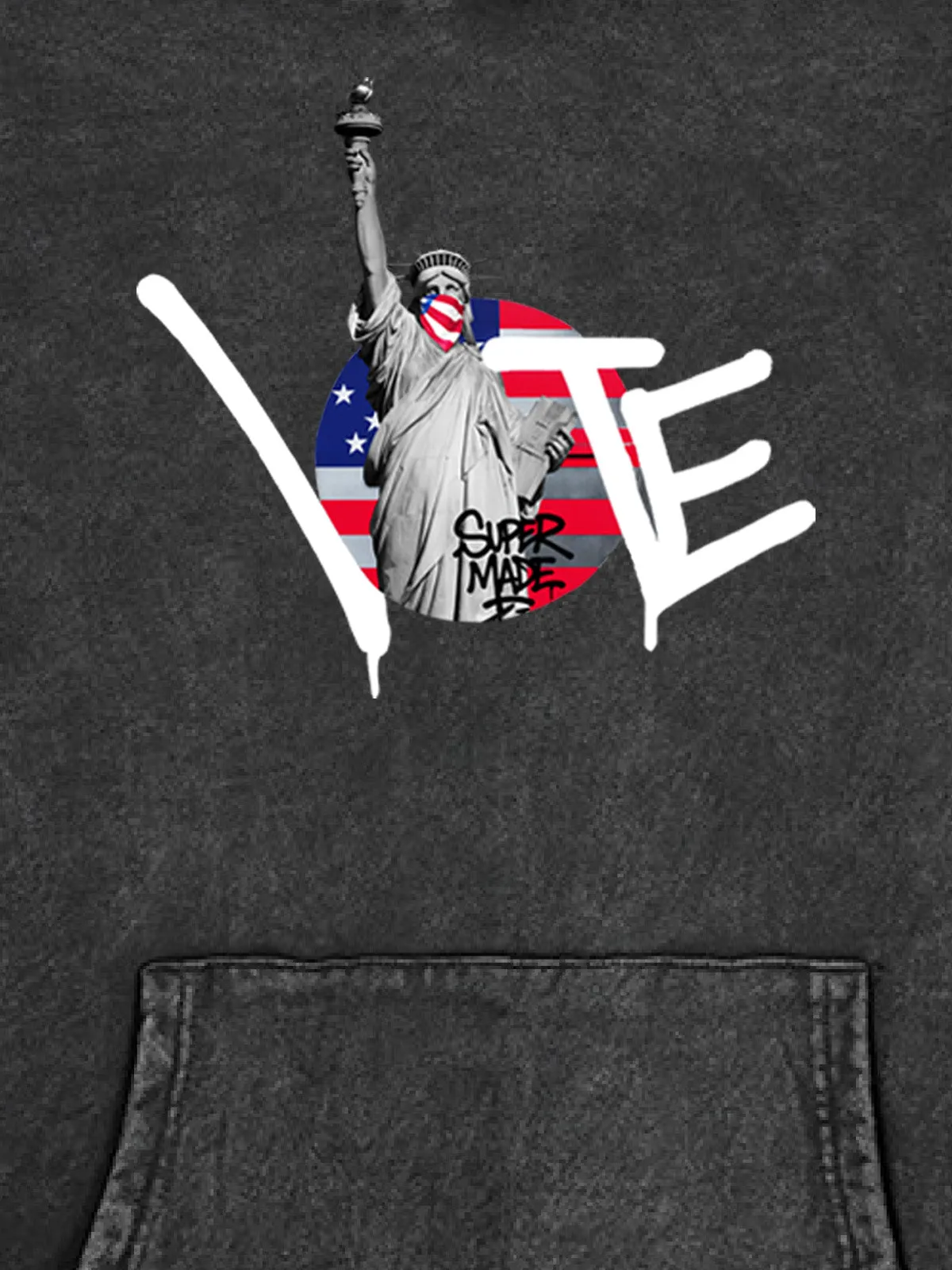 Fleece Vintage Distressed Statue Of Liberty Hooded Sweatshirt sold by Thesupermade product image thumbnail 3