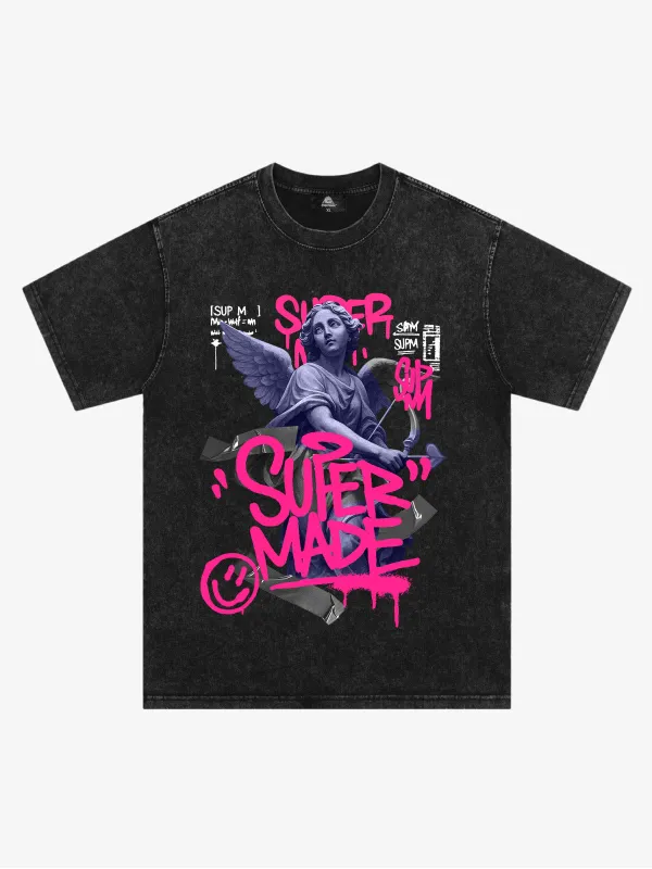 Street Pink Lucky Angel Graphic Design T-Shirt sold by Thesupermade