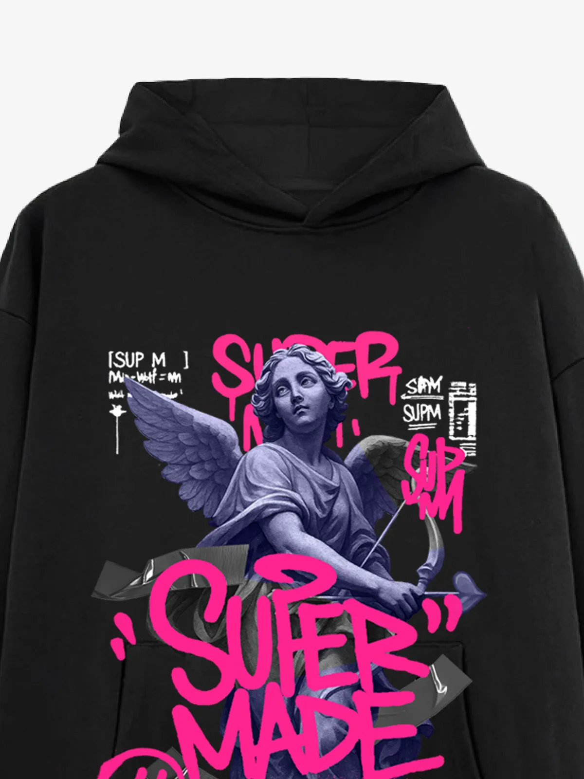 Pink Letter Graffiti Angel Print Hooded Sweatshirt sold by Thesupermade product image thumbnail 4