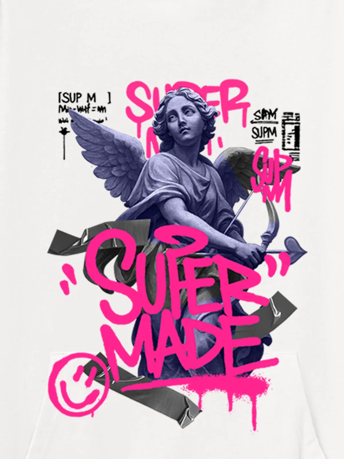 Pink Letter Graffiti Angel Print Hooded Sweatshirt sold by Thesupermade product image thumbnail 5