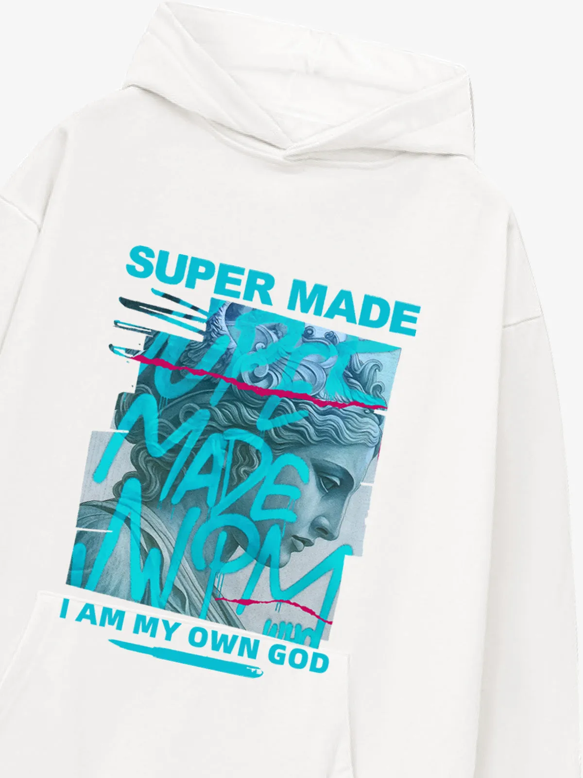 French Terry Vintage Graffiti Statue-Print Hooded Sweatshirt sold by Thesupermade product image thumbnail 5