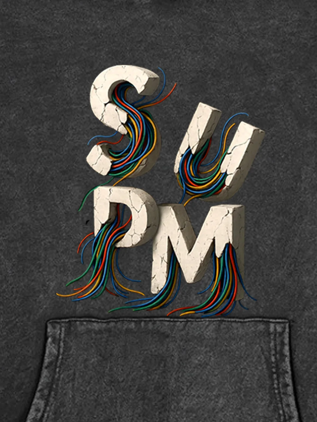 Fleece Distressed Colored Line Gravel Hooded Sweatshirt sold by Thesupermade product image thumbnail 3