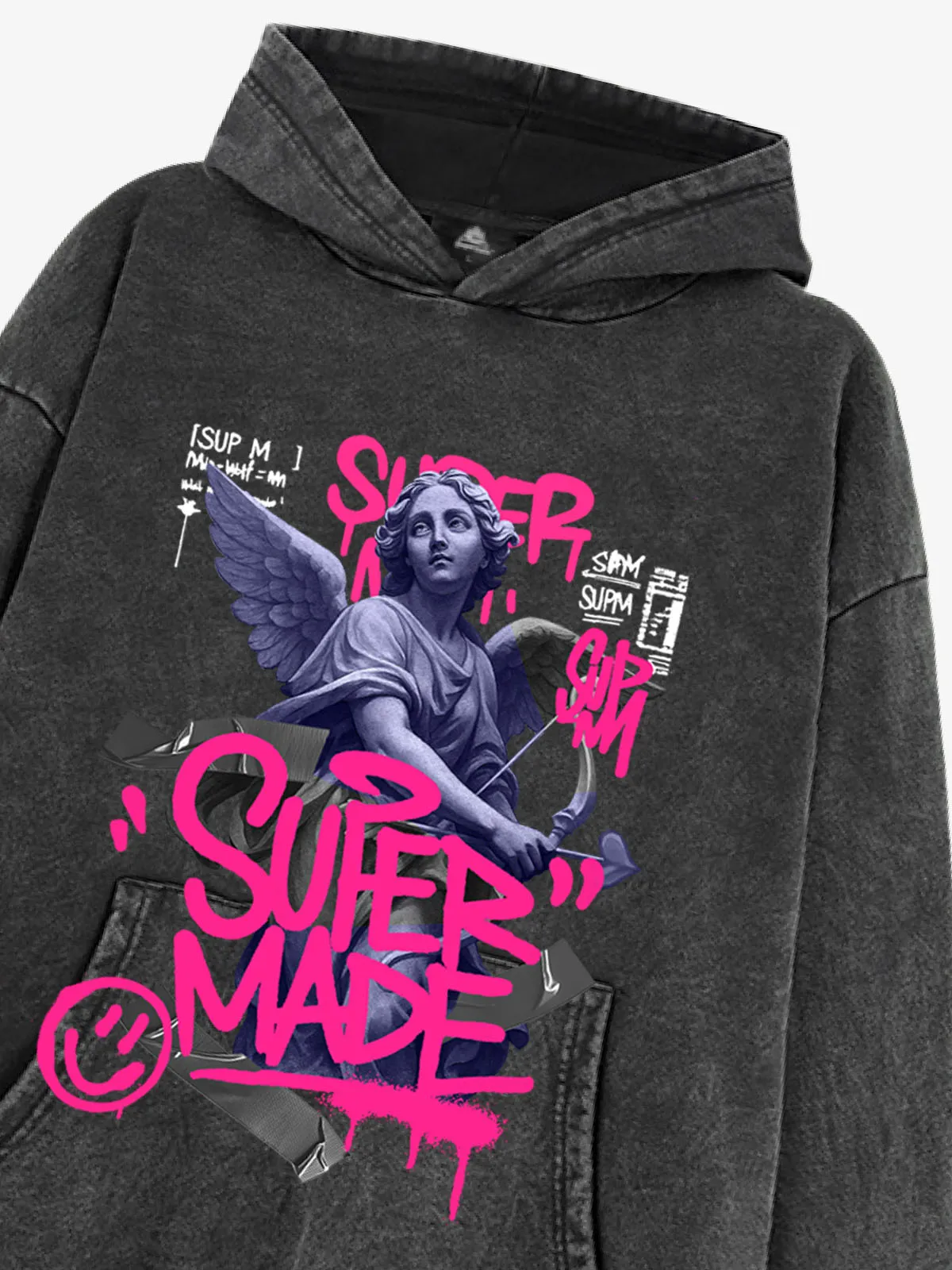 Street Pink Letter Graffiti Cupid Pattern Hooded Sweatshirt sold by Thesupermade product image thumbnail 4