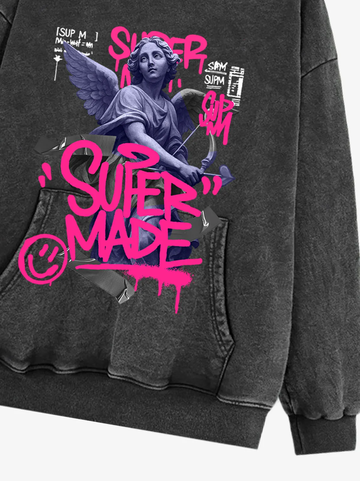 Street Pink Letter Graffiti Cupid Pattern Hooded Sweatshirt sold by Thesupermade product image thumbnail 5