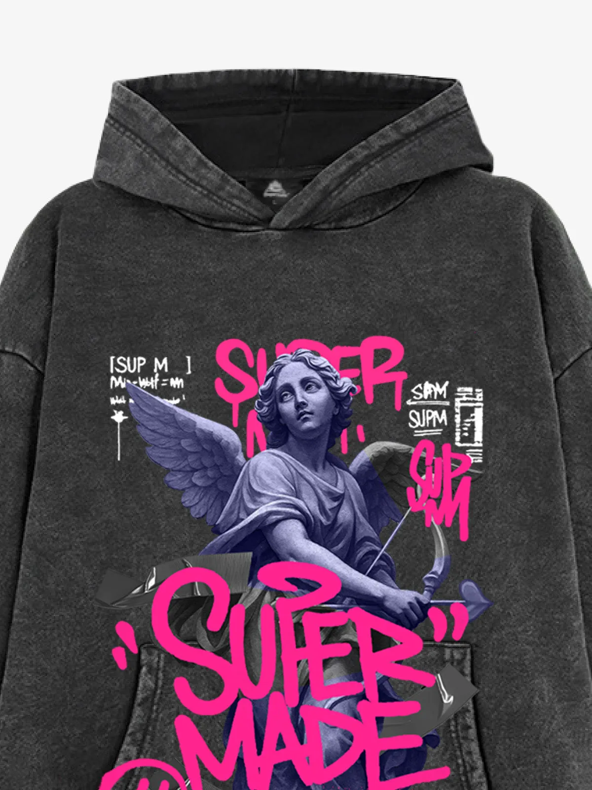 Street Pink Letter Graffiti Cupid Pattern Hooded Sweatshirt sold by Thesupermade product image thumbnail 2
