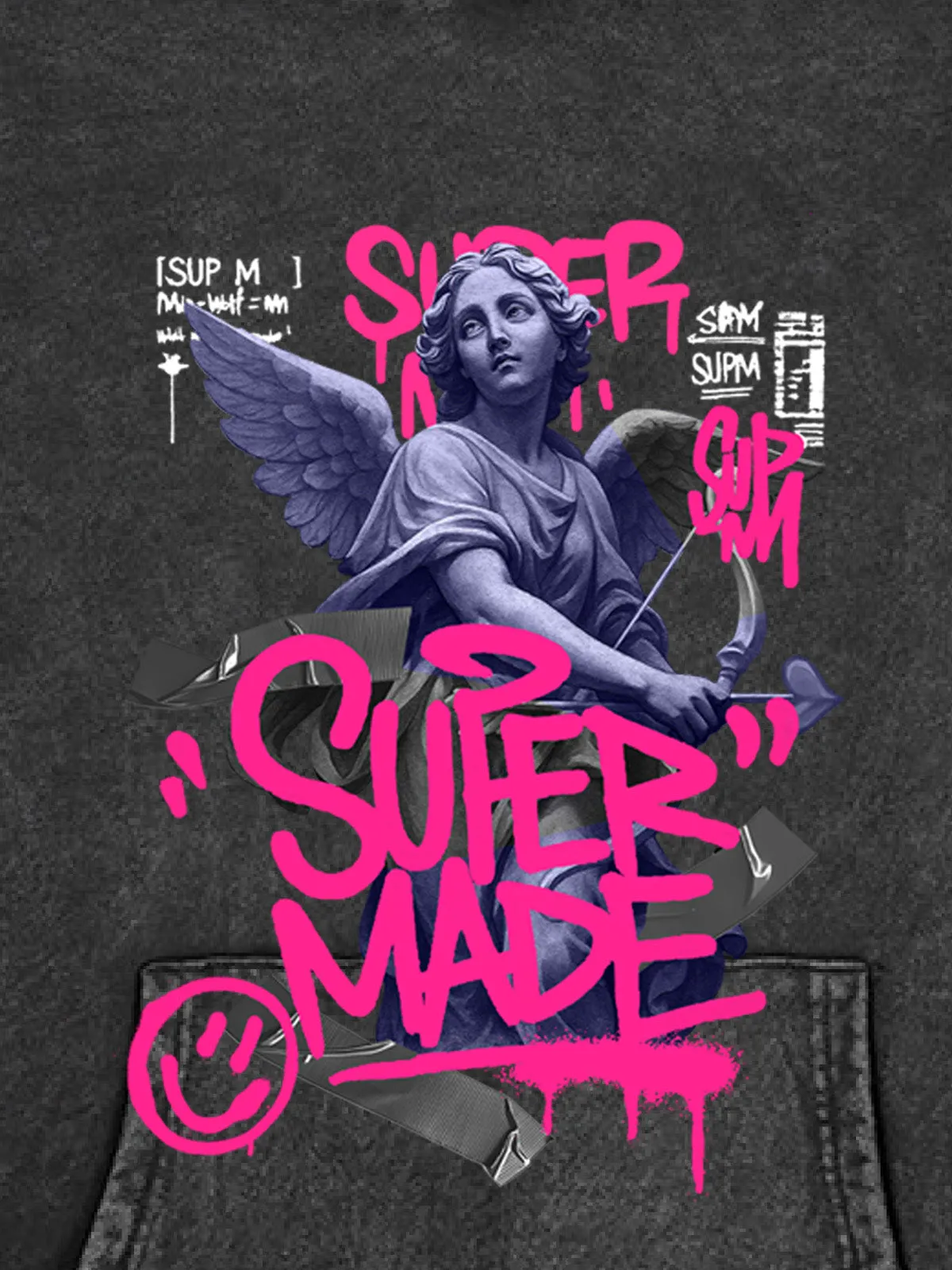 Street Pink Letter Graffiti Cupid Pattern Hooded Sweatshirt sold by Thesupermade product image thumbnail 3