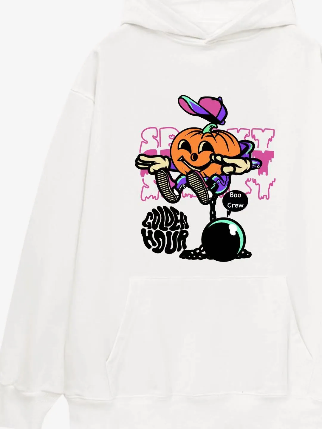 Golden Hour Boo Crew Halloween Cotton Hoodie sold by Thesupermade product image thumbnail 3