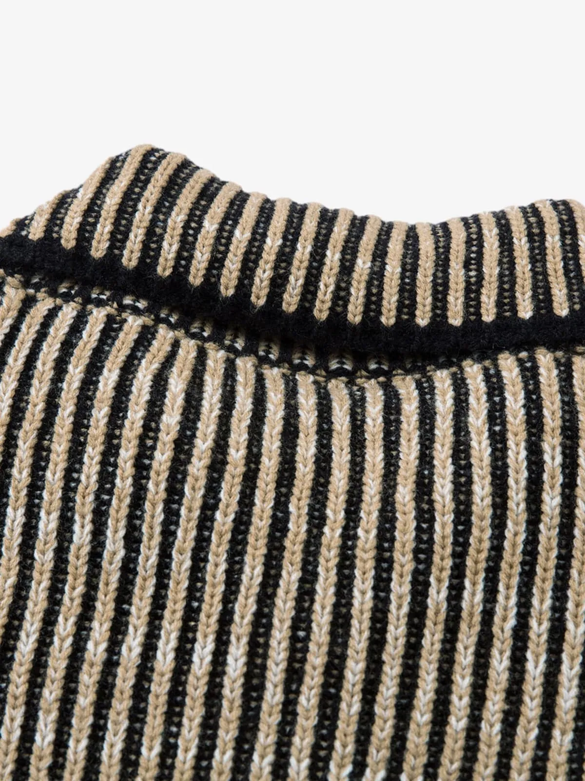 Knitted Retro Zipper Cardigan Stand Collar Vertical Striped Sweater sold by Thesupermade product image thumbnail 5