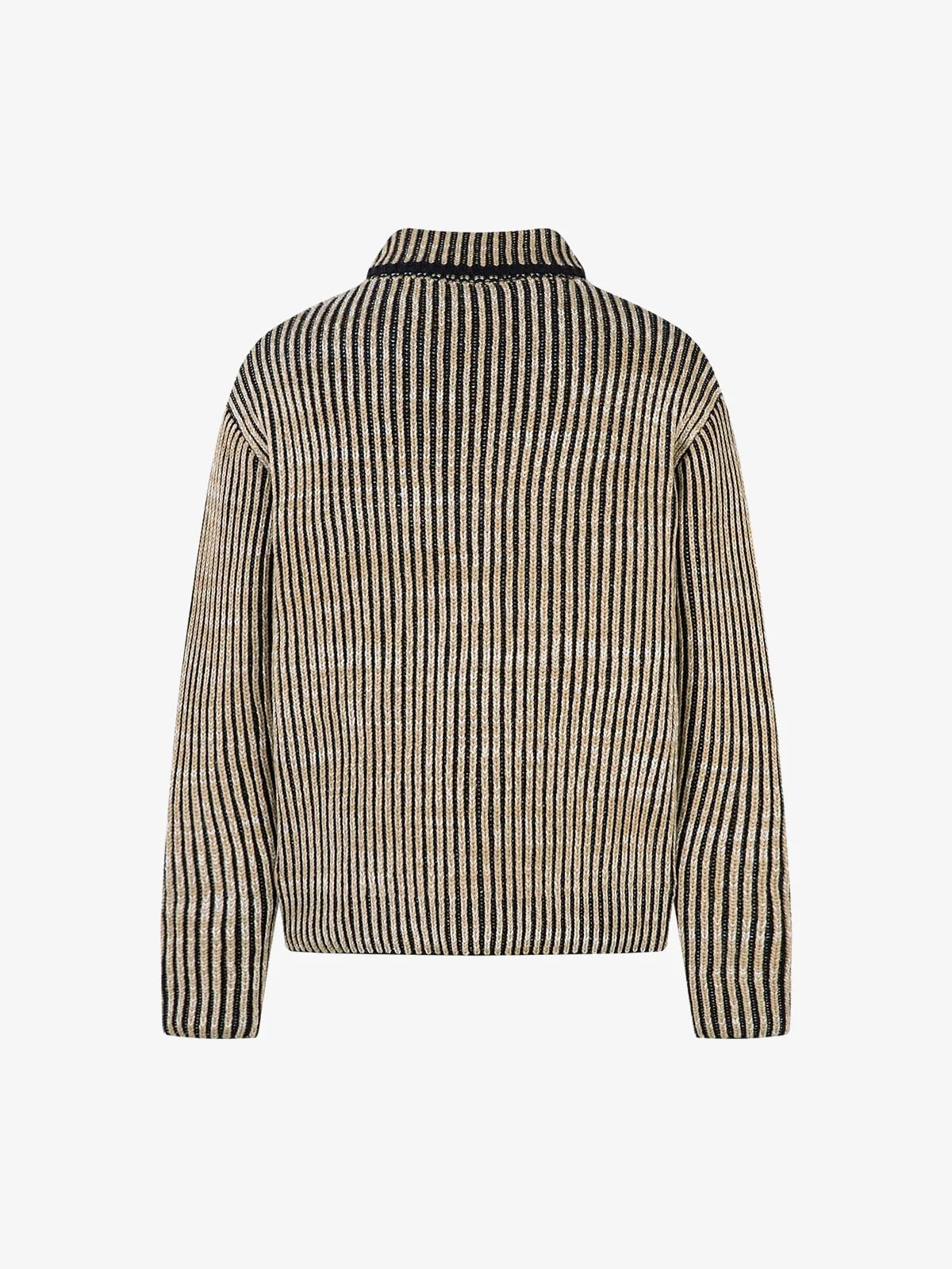 Knitted Retro Zipper Cardigan Stand Collar Vertical Striped Sweater sold by Thesupermade product image thumbnail 2