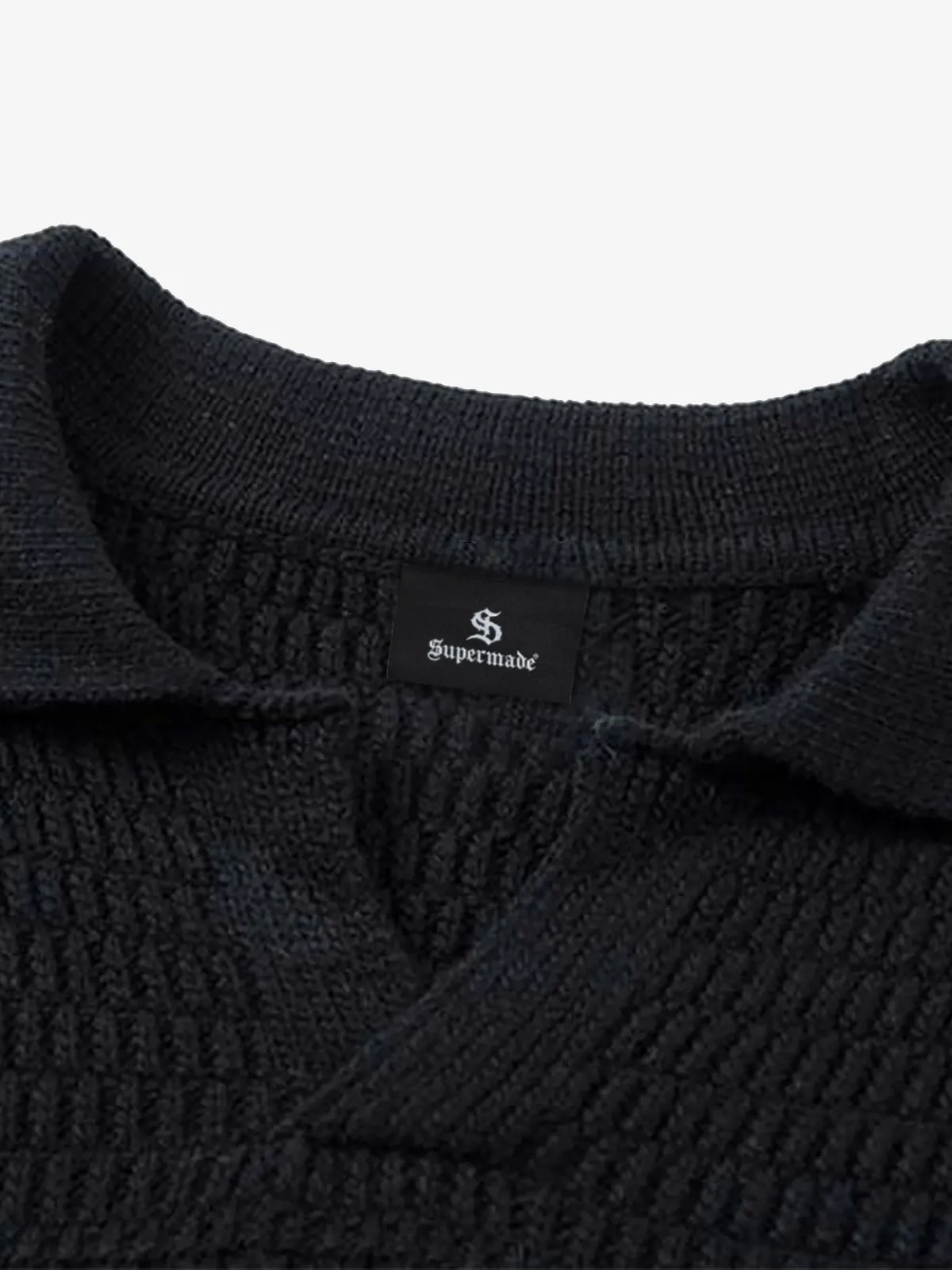 Retro Knitted Lapel V-Neck Contrast Striped Sweater sold by Thesupermade product image thumbnail 3