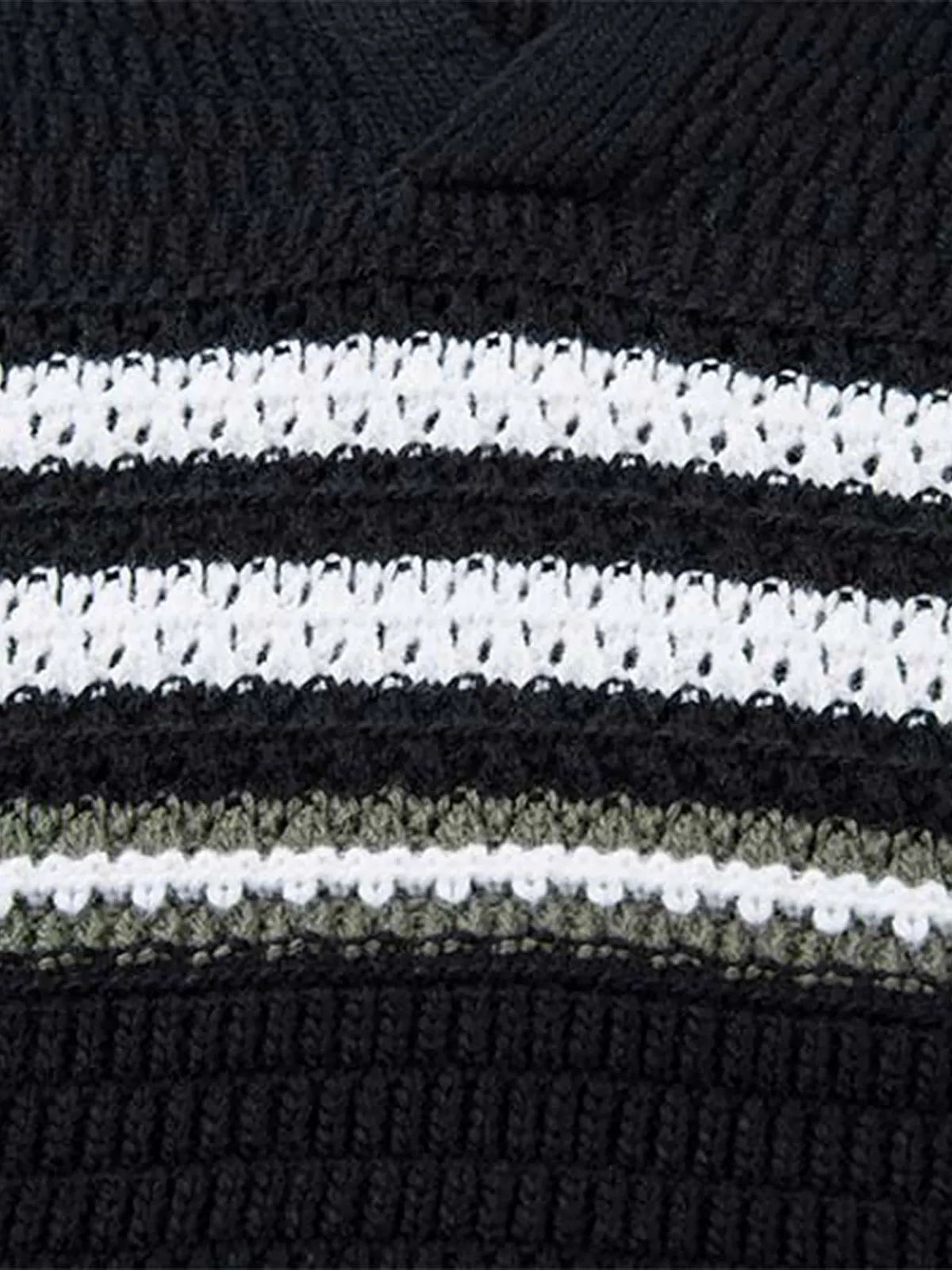 Retro Knitted Lapel V-Neck Contrast Striped Sweater sold by Thesupermade product image thumbnail 5