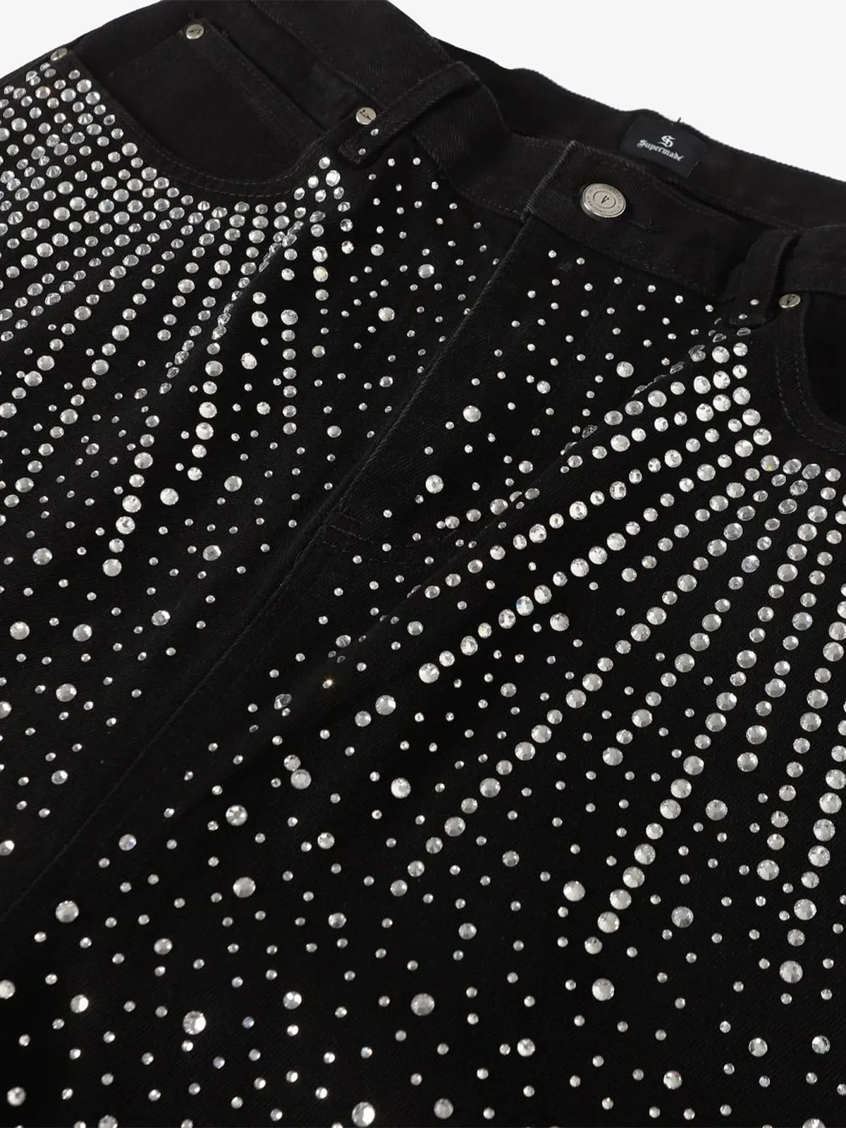 Retro Denim Full Rhinestone Design Baggy Jeans - 2545 sold by Thesupermade product image thumbnail 4