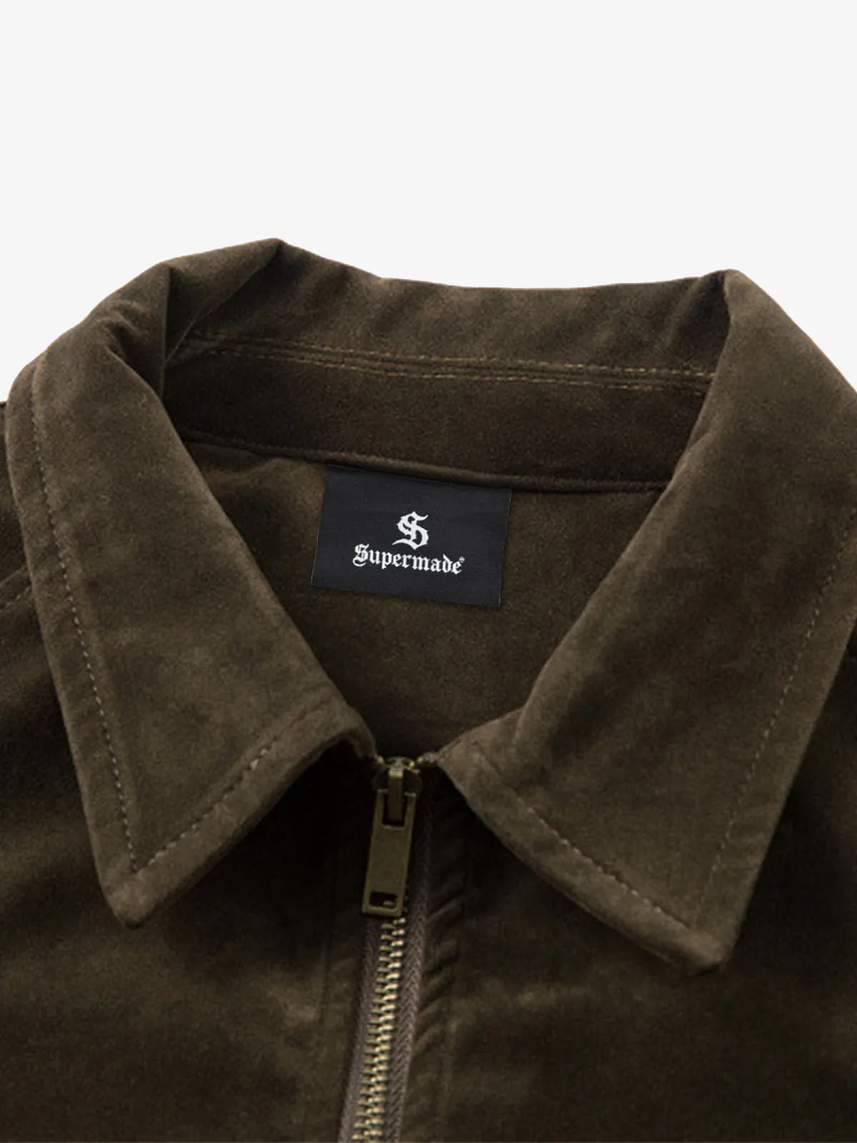 Suede Lapel Deconstructed Patchwork Jacket sold by Thesupermade product image thumbnail 5