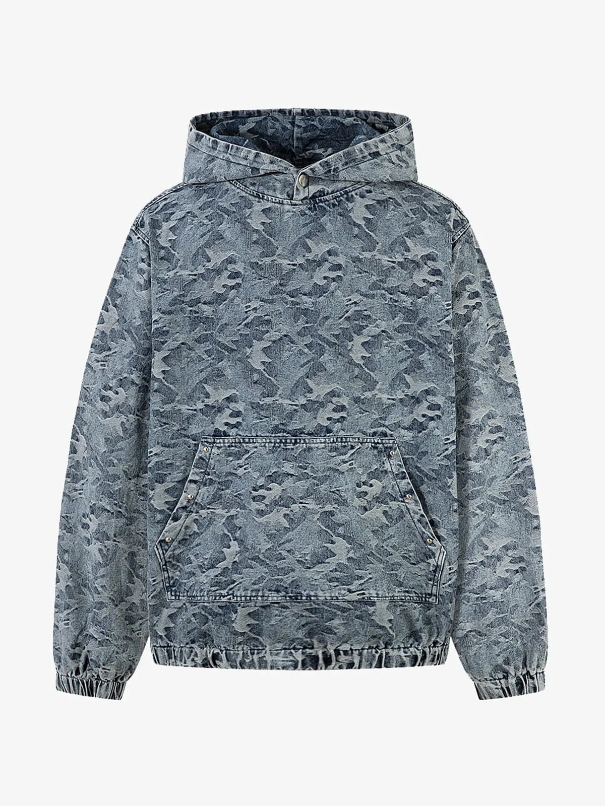Streetwear Denim Washed Camouflage Hooded Sweatshirt sold by Thesupermade