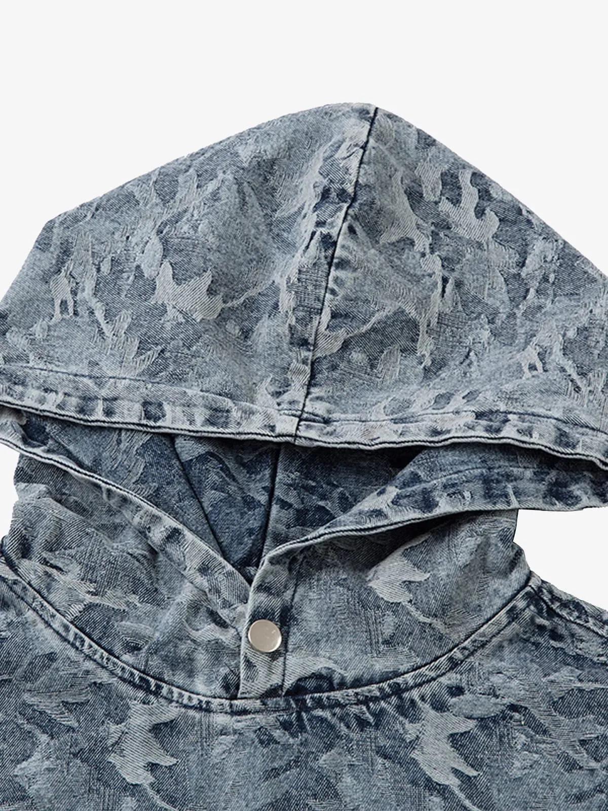 Streetwear Denim Washed Camouflage Hooded Sweatshirt sold by Thesupermade product image thumbnail 3