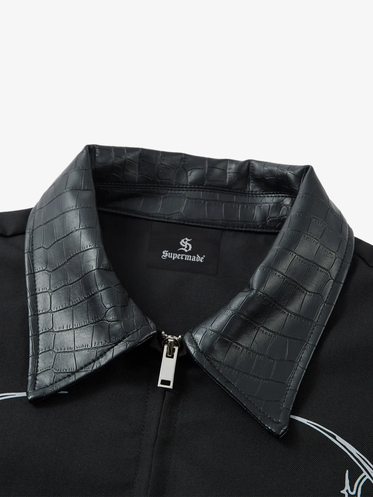 Street Gothic PU Leather Collar With Thorn Print Jacket sold by Thesupermade product image thumbnail 5