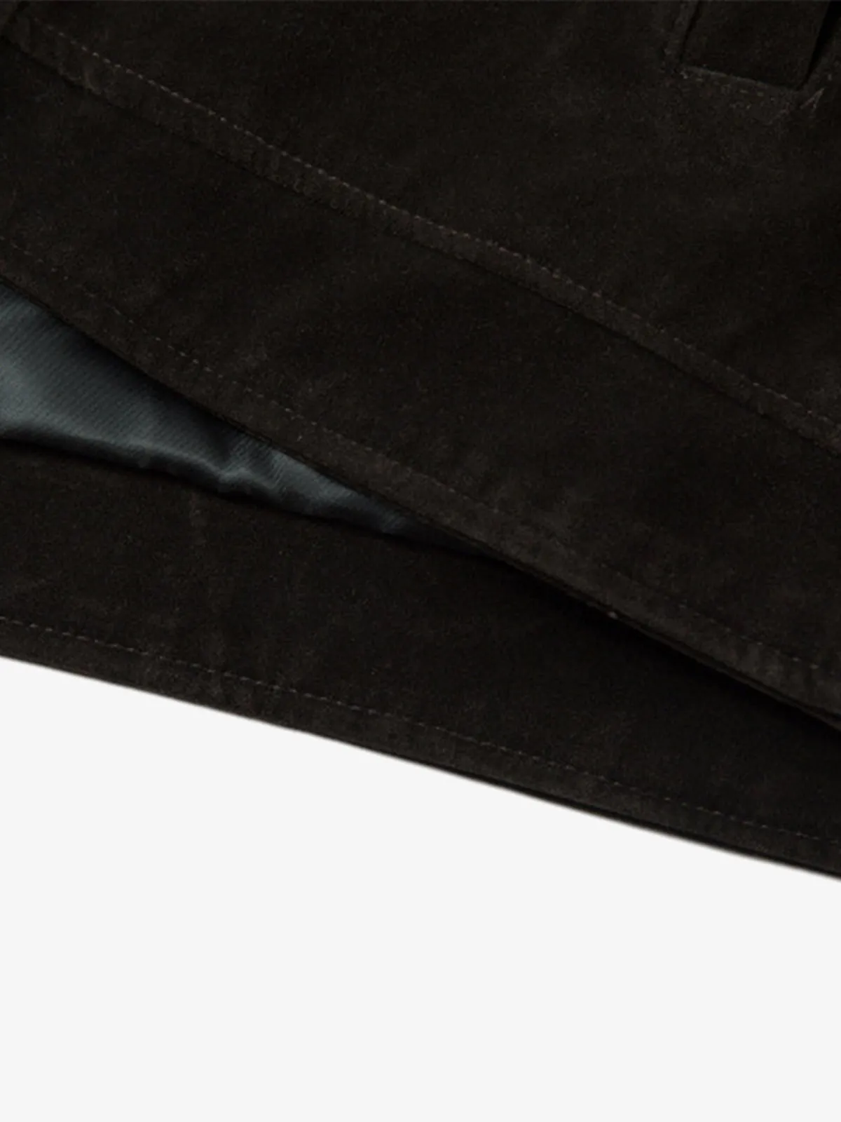 Retro Unique Metal Button Suede Lapel Bomber Jacket - 2538 sold by Thesupermade product image thumbnail 5