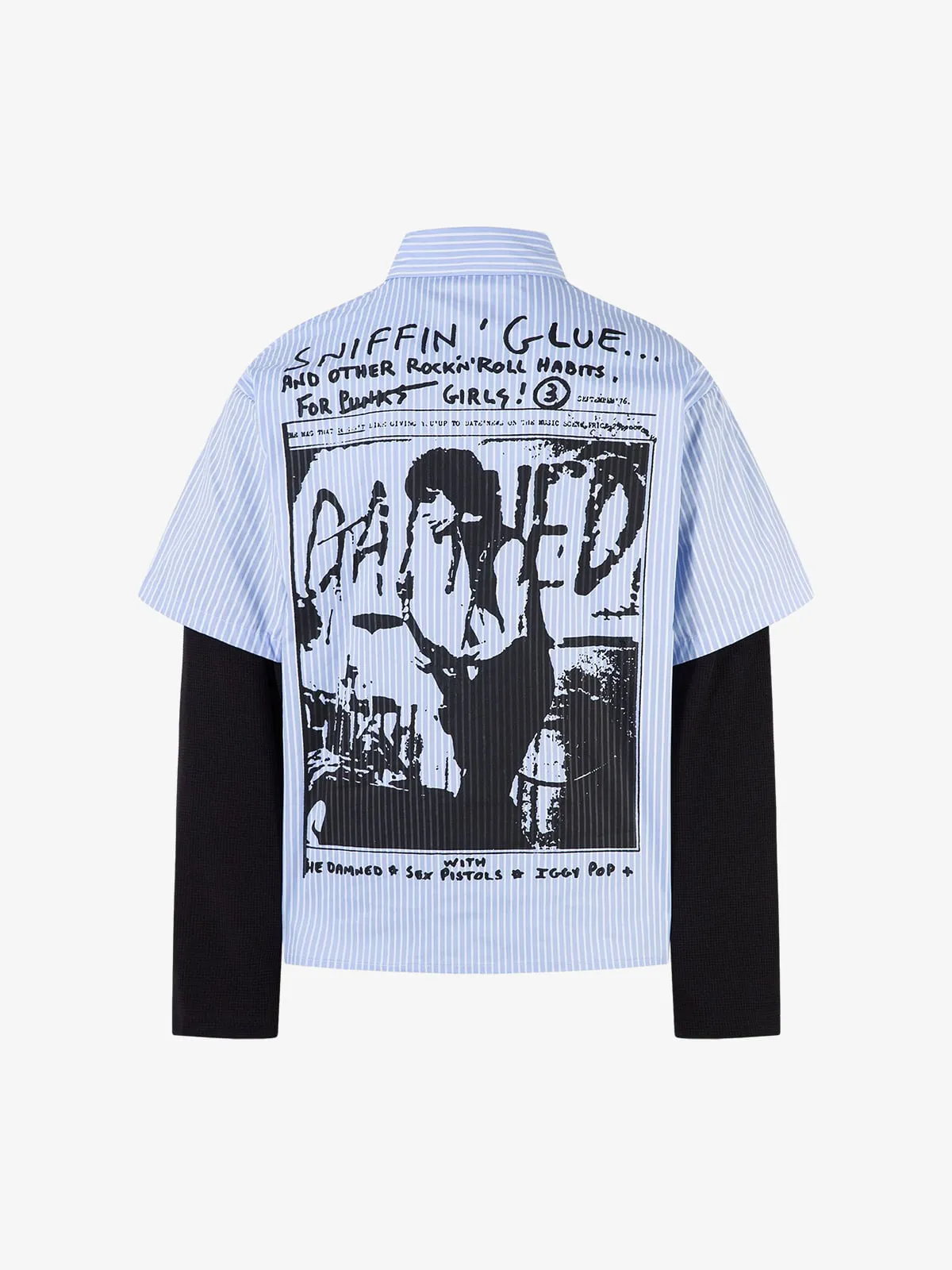 Vintage Illustration Striped Faux Two-Piece Shirt sold by Thesupermade product image thumbnail 2