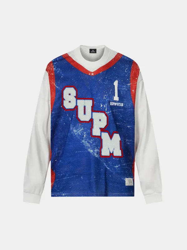 Vintage Jersey-Style Faux Two-Piece Design Long Sleeve T-Shirt sold by Thesupermade