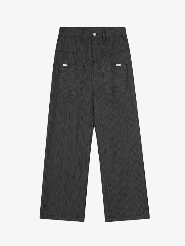 Striped Textured Reverse Pocket Pants sold by Thesupermade